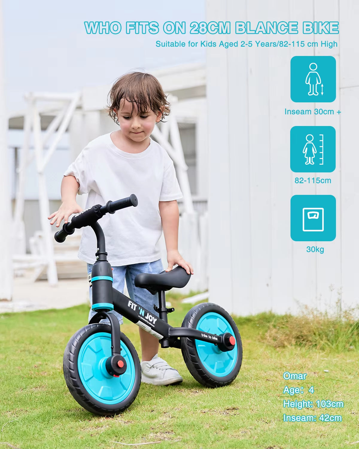 UBRAVOO Fit 'N Joy 4-in-1 Beginner Balance Bike for Toddlers 2-4 - Perfect for Boys & Girls with Pedals and Training Wheels