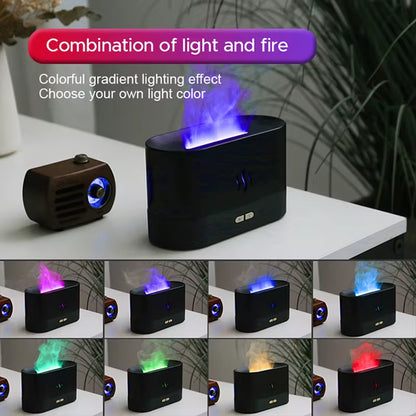 Ultrasonic Aroma Diffuser & Humidifier - LED Essential Oil Flame Lamp with Cool Mist Fogger