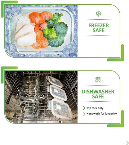 5-Pack Airtight Glass Meal Prep Containers - Reusable Food Storage with Lids (880ml, 1 Compartment)