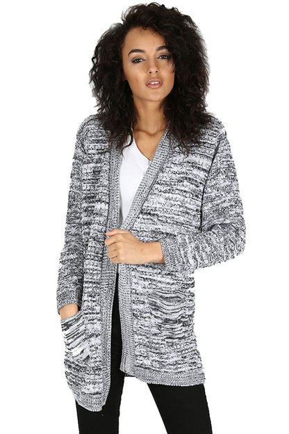 Cozy Women's Chunky Knitted Grandad Cardigan - Stylish Baggy Boyfriend Jumper with Open Pockets