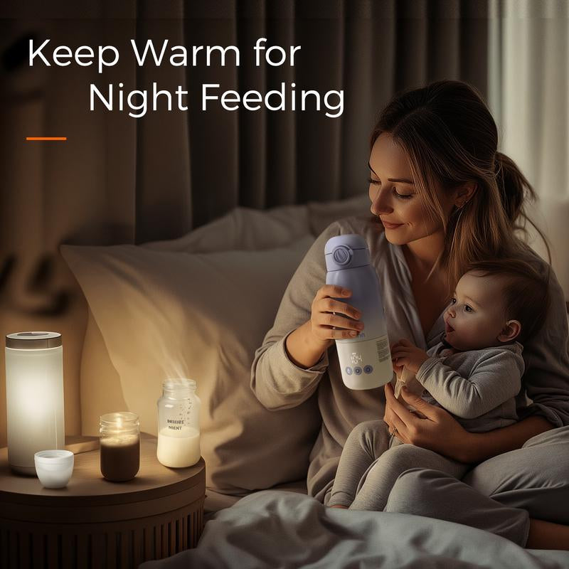 Momfann Portable Bottle Warmer for Travel, Dual Heating Modes for Breastmilk & Water on the Go, Portable Bottle Milk Warmer with Fast Heating & Long Battery Life, 12 Ounces Large Capacity