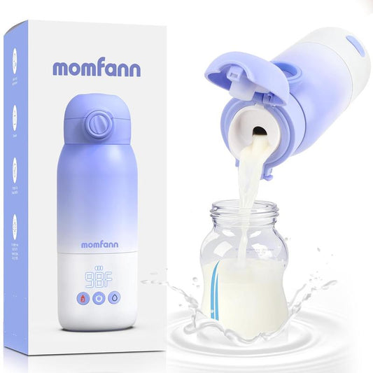 Momfann Portable Bottle Warmer for Travel, Dual Heating Modes for Breastmilk & Water on the Go, Portable Bottle Milk Warmer with Fast Heating & Long Battery Life, 12 Ounces Large Capacity