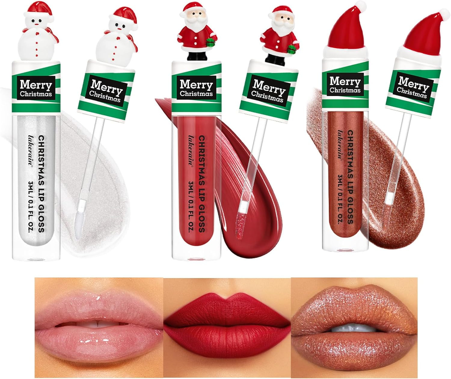 Festive Christmas Lip Gloss Set - 6 Stunning Matte & Pearlescent Shades, Ideal Holiday Gift for Teens & Women, Waterproof & Silky Finish