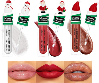 Festive Christmas Lip Gloss Set - 6 Stunning Matte & Pearlescent Shades, Ideal Holiday Gift for Teens & Women, Waterproof & Silky Finish