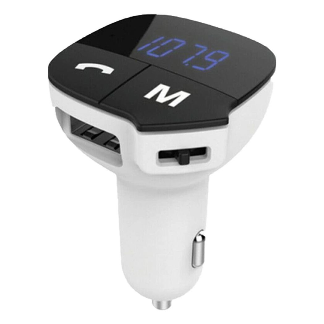 Aquarius Bluetooth Car Adapter FM Transmitter Hands-free Calling Car Kit, White