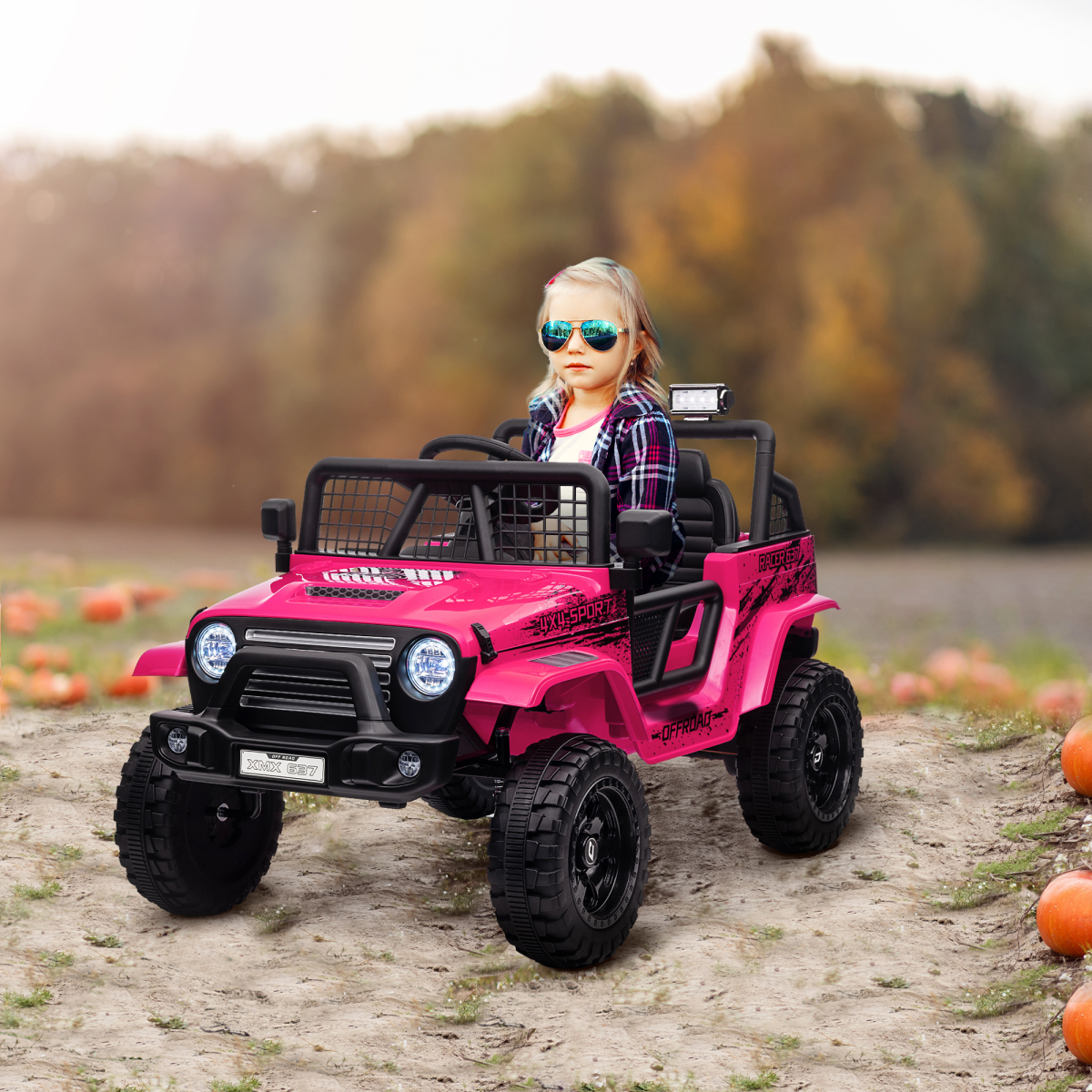 AIYAPLAY Kids Ride On Car, 12V Electric Truck w/ Suspension - Pink