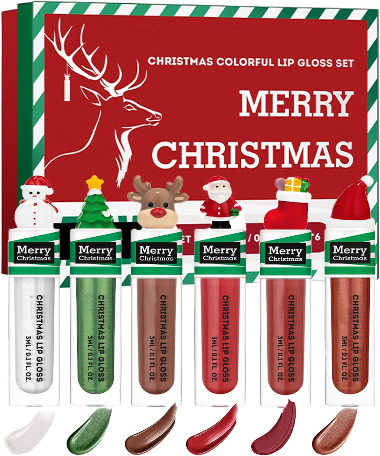 Festive Christmas Lip Gloss Set - 6 Stunning Matte & Pearlescent Shades, Ideal Holiday Gift for Teens & Women, Waterproof & Silky Finish