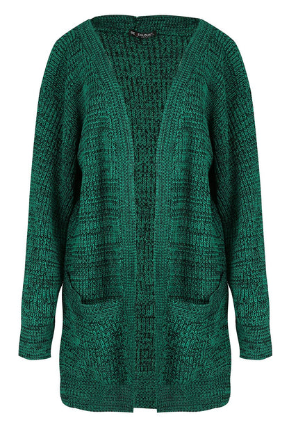 Cozy Women's Chunky Knitted Grandad Cardigan - Stylish Baggy Boyfriend Jumper with Open Pockets