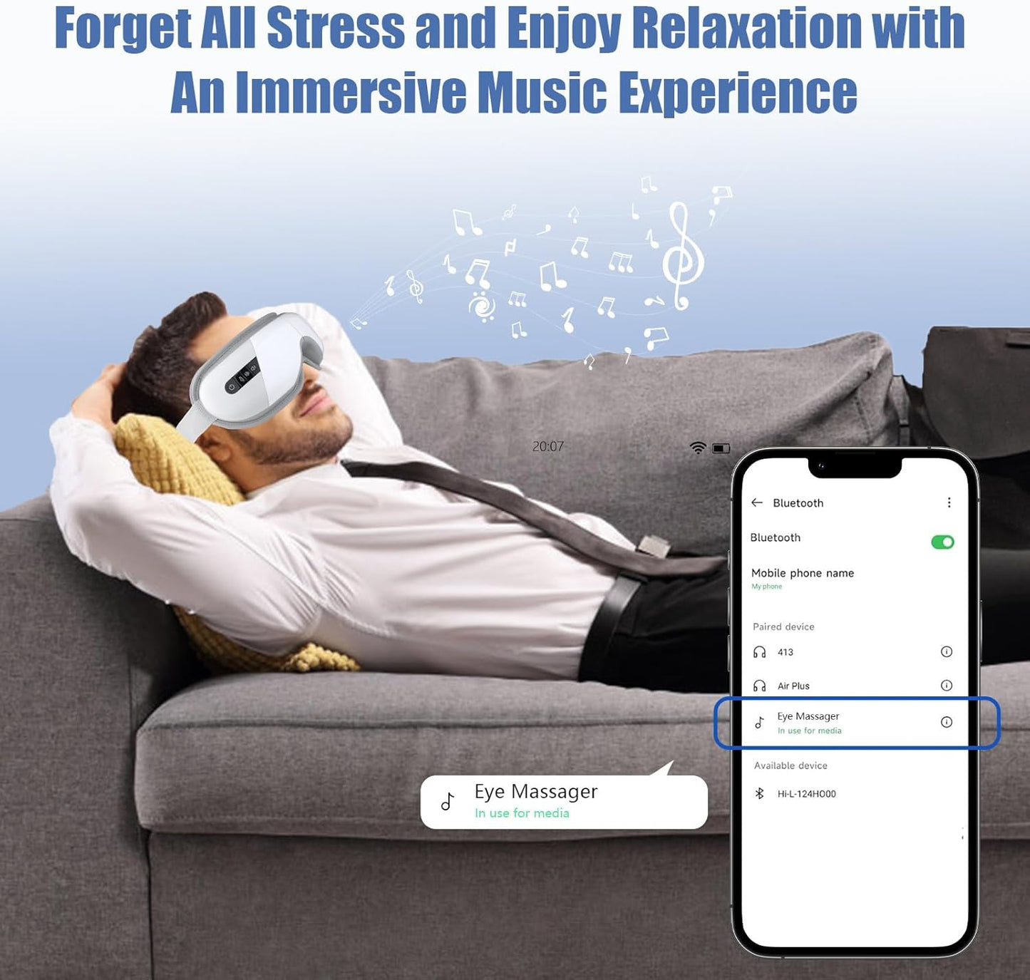 Revitalize Your Eyes:  Heated Bluetooth Eye Massage Mask - Perfect Christmas Gift for Men & Women!
