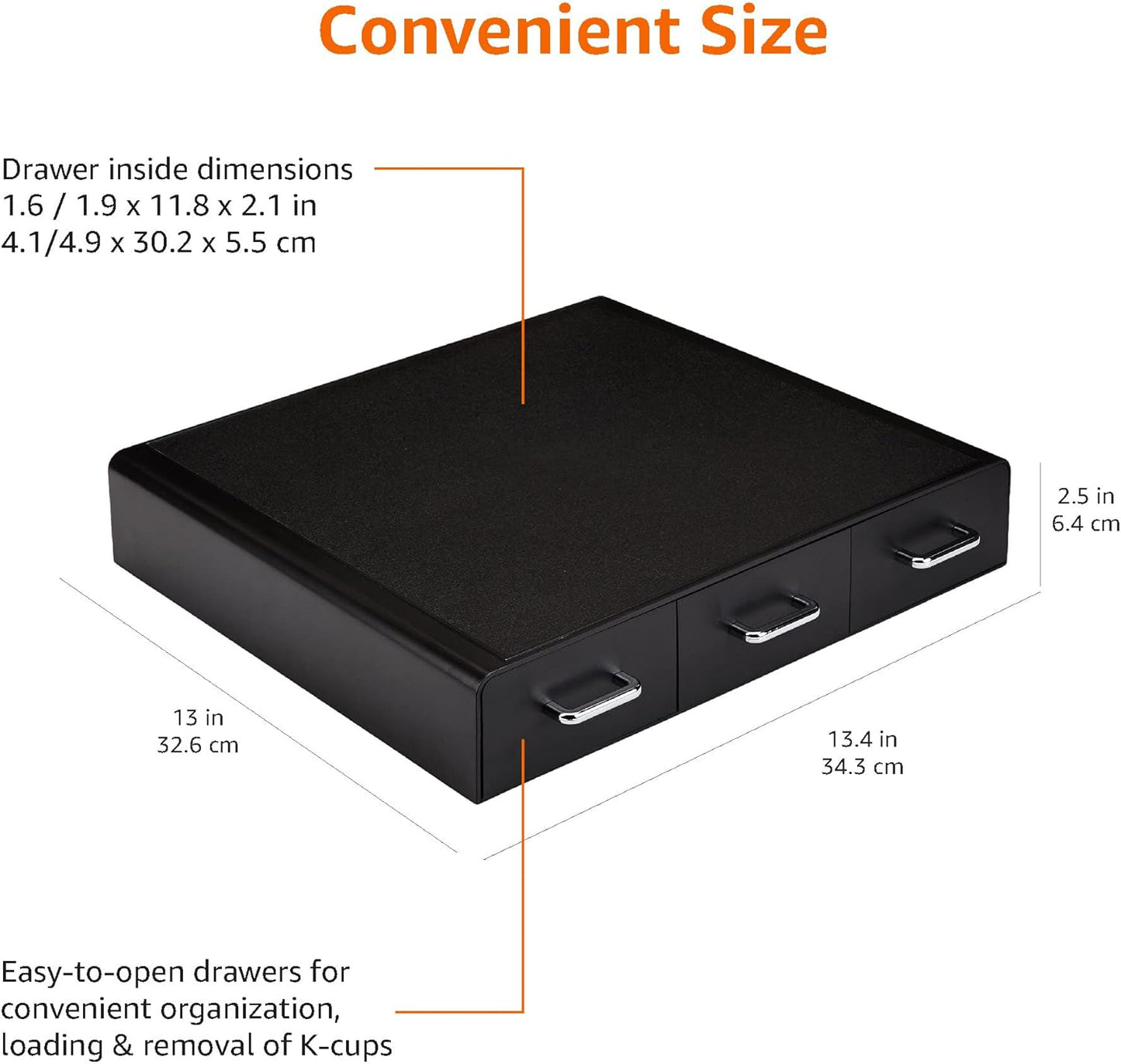 Sleek Black Coffee Pods Storage Drawer - Holds 36 K-Cup Pods for Easy Access