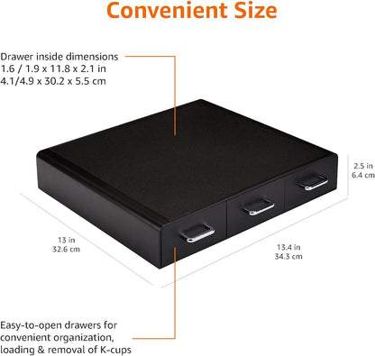 Sleek Black Coffee Pods Storage Drawer - Holds 36 K-Cup Pods for Easy Access