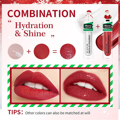Festive Christmas Lip Gloss Set - 6 Stunning Matte & Pearlescent Shades, Ideal Holiday Gift for Teens & Women, Waterproof & Silky Finish