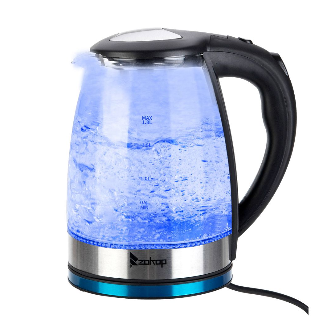 ZOKOP HD-1861-A 110V 1500W 1.8L Electric Glass Kettle US Plug