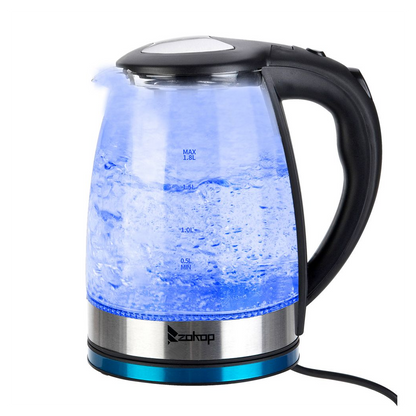 ZOKOP HD-1861-A 110V 1500W 1.8L Electric Glass Kettle US Plug