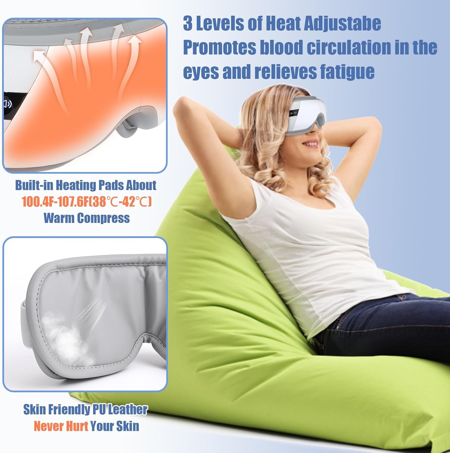 Revitalize Your Eyes:  Heated Bluetooth Eye Massage Mask - Perfect Christmas Gift for Men & Women!