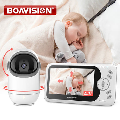 Ultimate 4.3 Inch Video Baby Monitor with Pan-Tilt Camera, Two-Way Audio & Night Vision - VB801