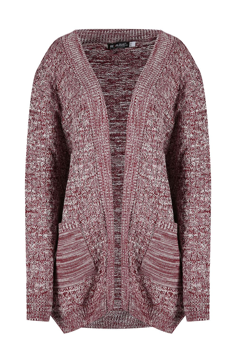 Cozy Women's Chunky Knitted Grandad Cardigan - Stylish Baggy Boyfriend Jumper with Open Pockets