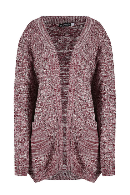 Cozy Women's Chunky Knitted Grandad Cardigan - Stylish Baggy Boyfriend Jumper with Open Pockets