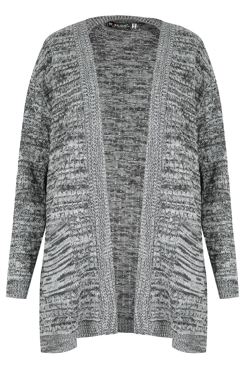 Cozy Women's Chunky Knitted Grandad Cardigan - Stylish Baggy Boyfriend Jumper with Open Pockets