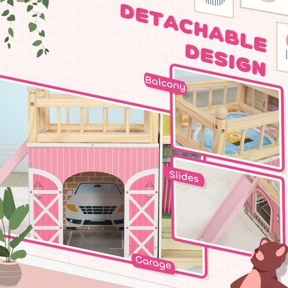 AIYAPLAY Dolls House with 13 Pieces Wooden Furniture and Accessories