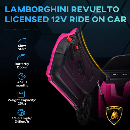AIYAPLAY Lamborghini Revuelto Licensed Ride On Car, with Suspension, Pink