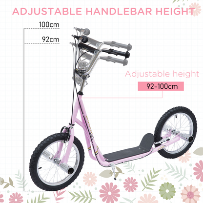 Teen Scooter Children Stunt Scooter 16" Tyres Adjustable Height, Pink