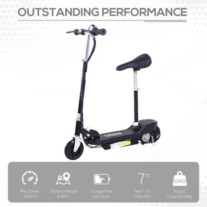 Kids Foldable Electric Powered Scooter 120W Toy Brake Kickstand Black HOMCOM