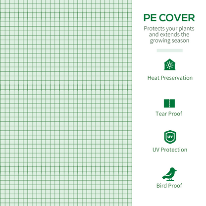 Polytunnel Greenhouse for Garden W/ Mesh Window and Steel Frame, 1.8 x 1.8 x 2 m