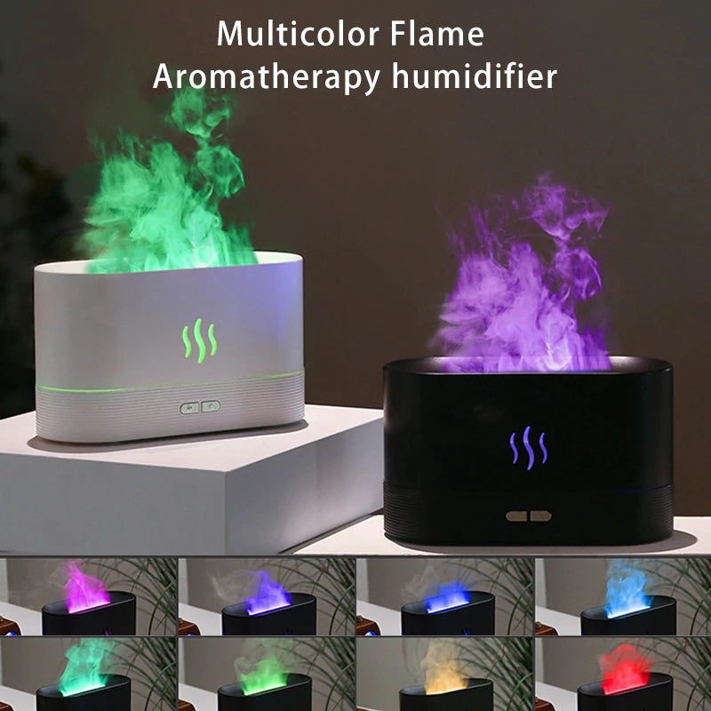 Color-Changing Portable Cool Mist USB Humidifier & Aroma Diffuser with Fire Flame Effect