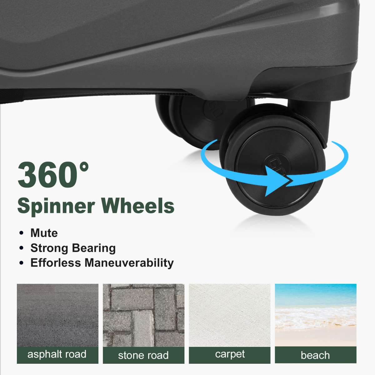 V-shaped stripe 3-in-1 PP trolley case 20in 24in 28in PP iron trolley classic color - dark gray (grain pattern)