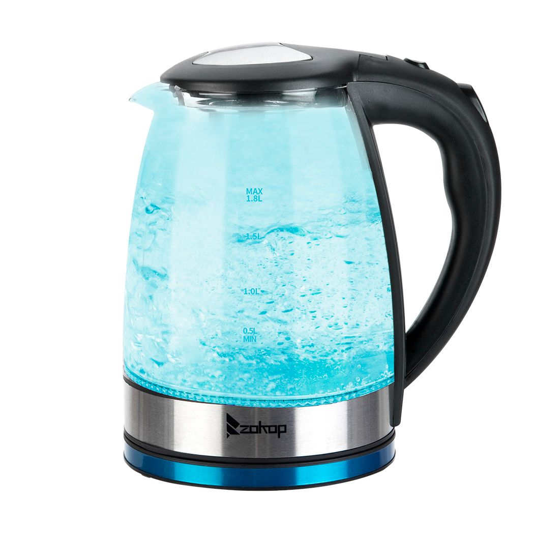 ZOKOP HD-1861-A 110V 1500W 1.8L Electric Glass Kettle US Plug