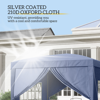 3mx3m Pop Up Gazebo Party Tent Canopy Marquee with Storage Bag Blue