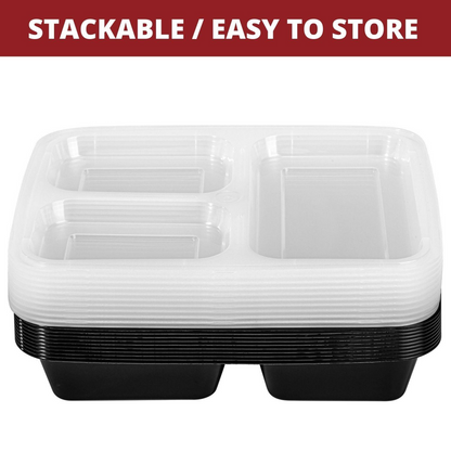 VINSANI 10pk 3 COMPARTMENTS MEAL PREP CONTAINERS 1010425 X 2
