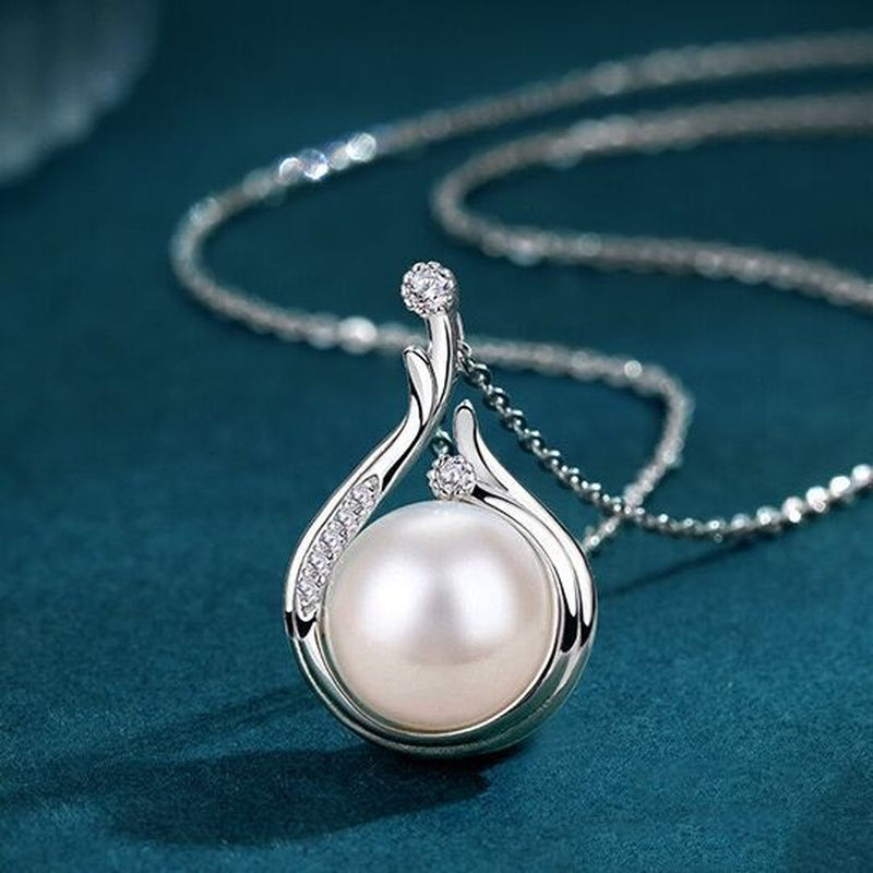 Elegant 925 Sterling Silver Crystal Pearl Pendant Necklace - Perfect Gift for Women & Girls in the UK