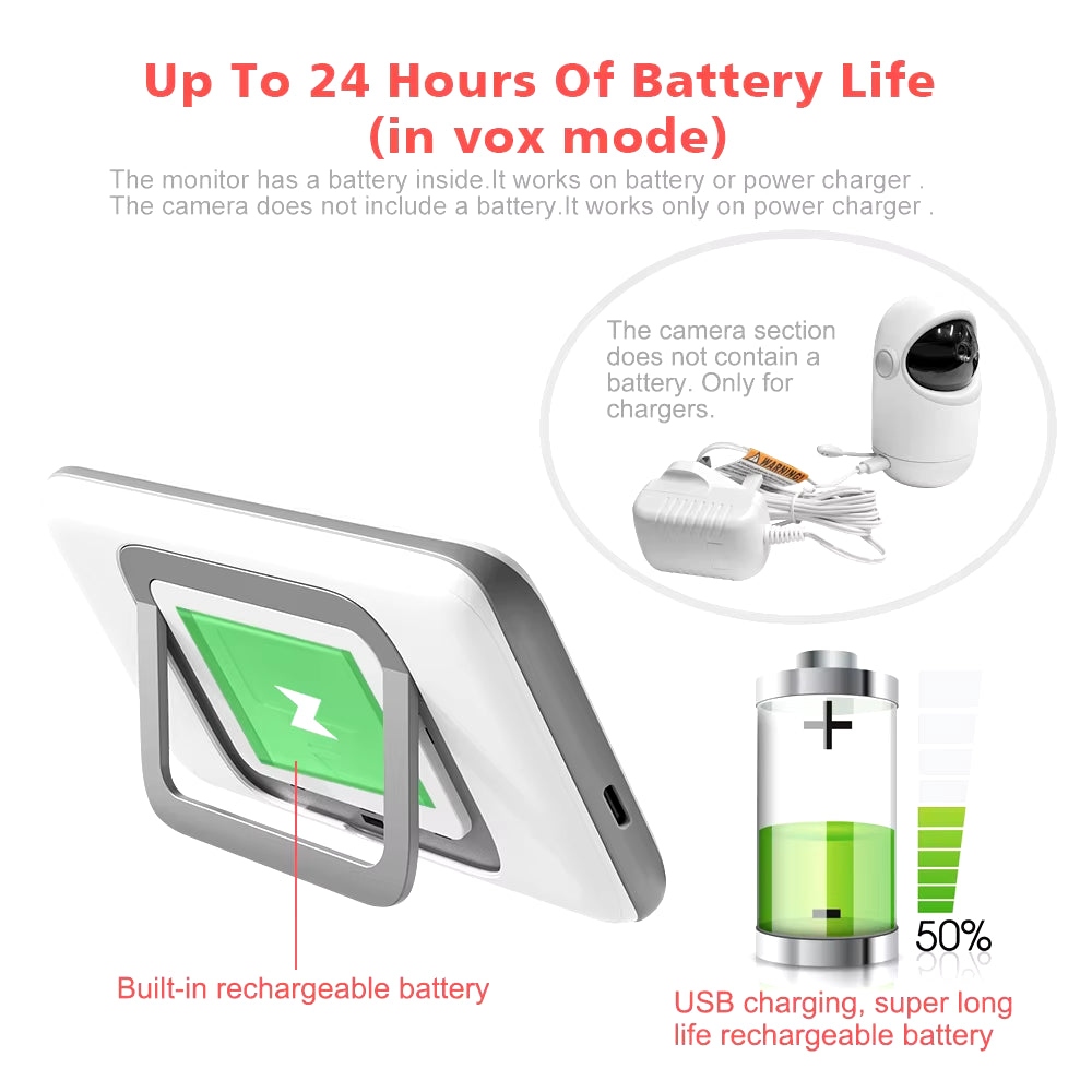 Ultimate 4.3 Inch Video Baby Monitor with Pan-Tilt Camera, Two-Way Audio & Night Vision - VB801