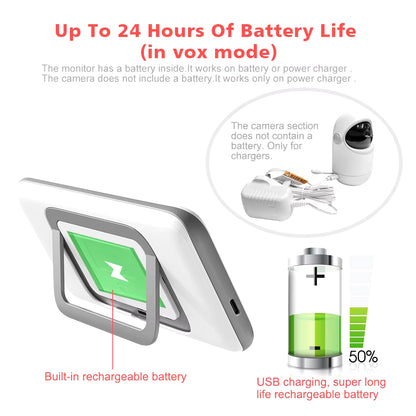 Ultimate 4.3 Inch Video Baby Monitor with Pan-Tilt Camera, Two-Way Audio & Night Vision - VB801