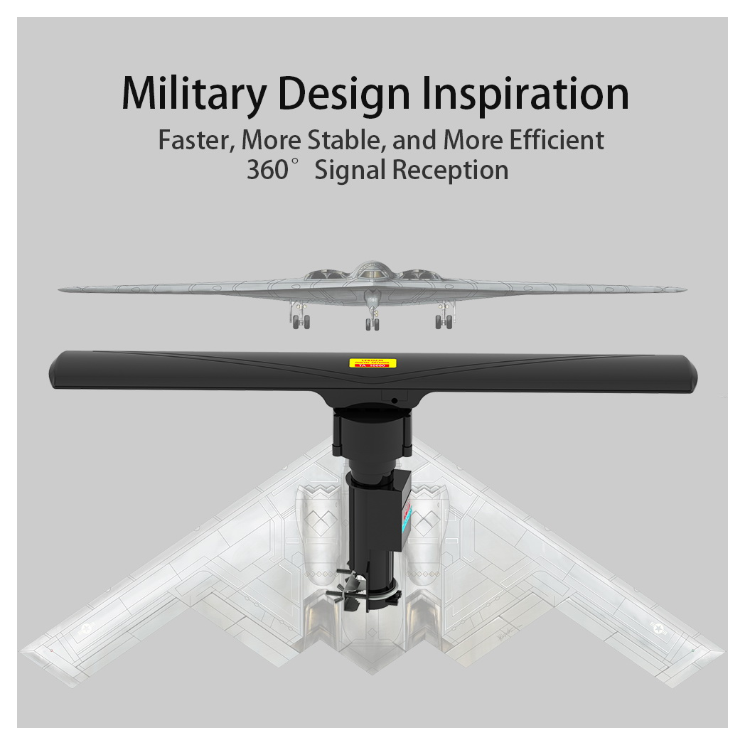 10000 110V 40-860MHz 20±3dB 350°Rotation UV Dual-band Outdoor Antenna Black