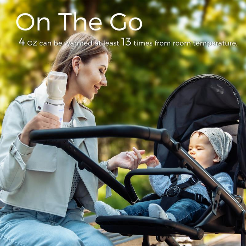 Momfann Portable Travel Bottle Warmer, 2 Modes 4 Temp Baby Bottle Warmer for Breastmilk, Leak-Proof & Fast Heating & Auto Warm-Keeping (5 Adapters)