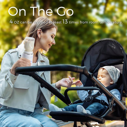 Momfann Portable Travel Bottle Warmer, 2 Modes 4 Temp Baby Bottle Warmer for Breastmilk, Leak-Proof & Fast Heating & Auto Warm-Keeping (5 Adapters)