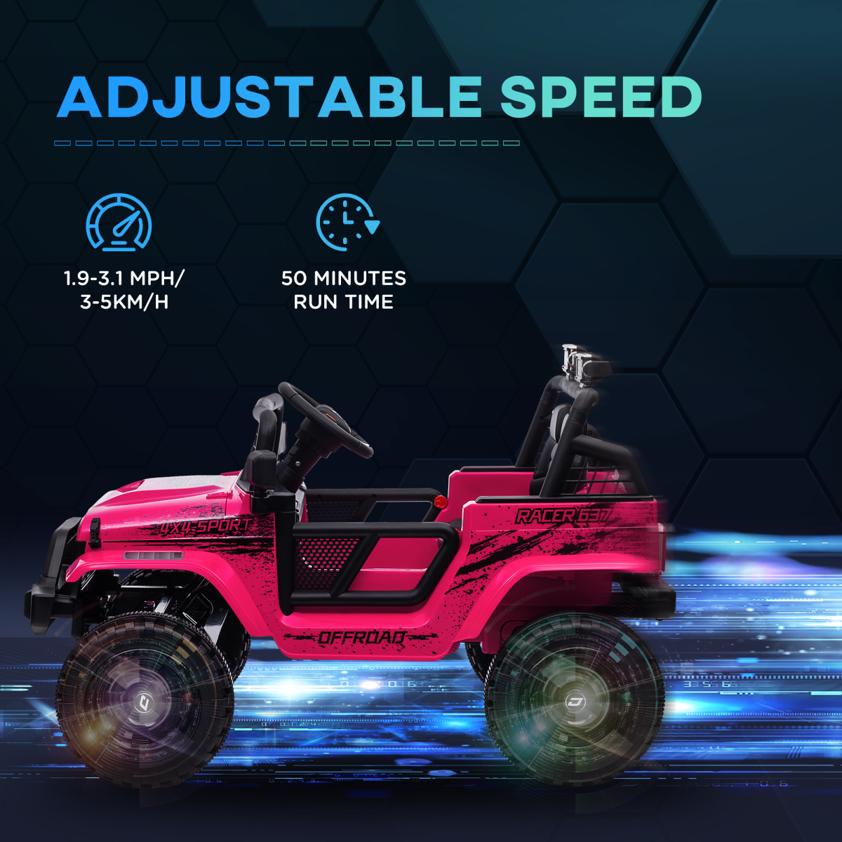 AIYAPLAY Kids Ride On Car, 12V Electric Truck w/ Suspension - Pink