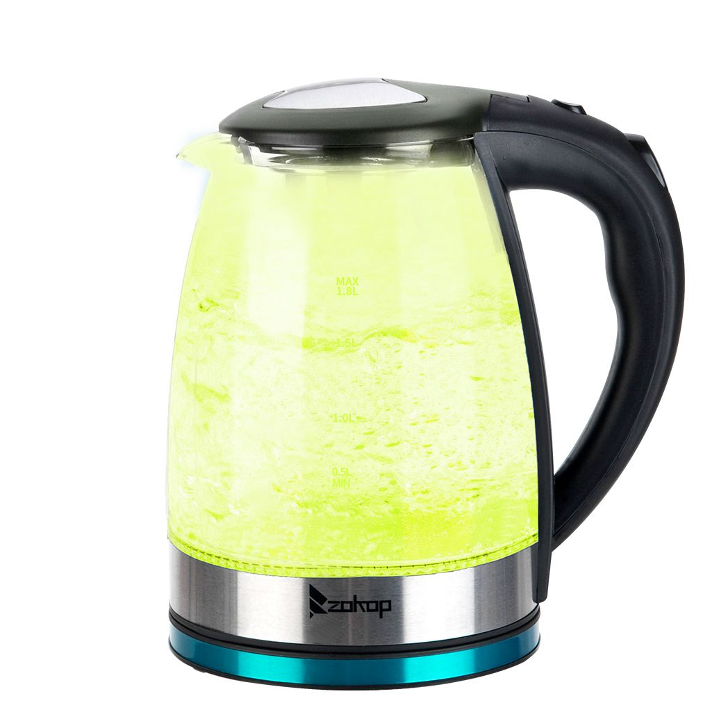 ZOKOP HD-1861-A 110V 1500W 1.8L Electric Glass Kettle US Plug