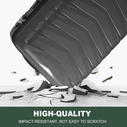 V-shaped stripe 3-in-1 PP trolley case 20in 24in 28in PP iron trolley classic color - dark gray (grain pattern)