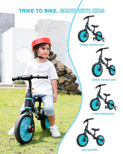 UBRAVOO Fit 'N Joy 4-in-1 Beginner Balance Bike for Toddlers 2-4 - Perfect for Boys & Girls with Pedals and Training Wheels