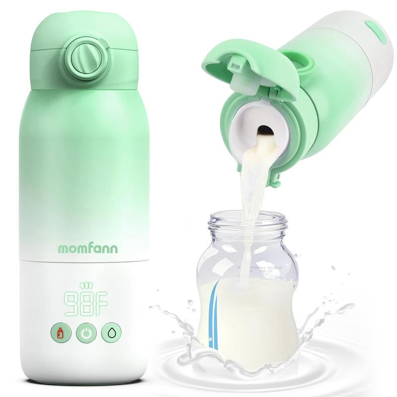 Momfann Portable Bottle Warmer for Travel, Dual Heating Modes for Breastmilk & Water on the Go, Portable Bottle Milk Warmer with Fast Heating & Long Battery Life, 12 Ounces Large Capacity