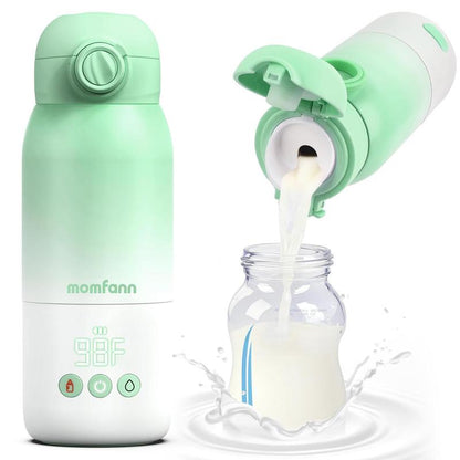 Momfann Portable Bottle Warmer for Travel, Dual Heating Modes for Breastmilk & Water on the Go, Portable Bottle Milk Warmer with Fast Heating & Long Battery Life, 12 Ounces Large Capacity