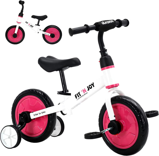 UBRAVOO Fit 'N Joy 4-in-1 Beginner Balance Bike for Toddlers 2-4 - Perfect for Boys & Girls with Pedals and Training Wheels