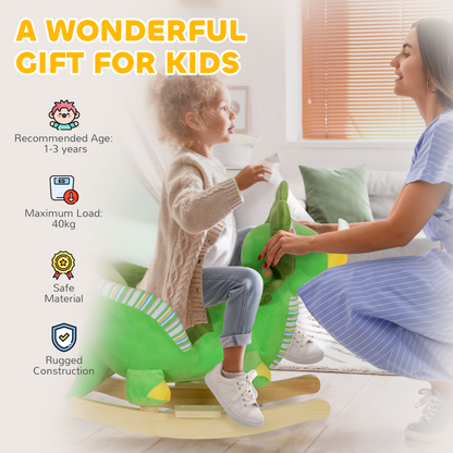 AIYAPLAY Rocking Horse Dinosaur Design Baby Rocker with Animal Sound, Green