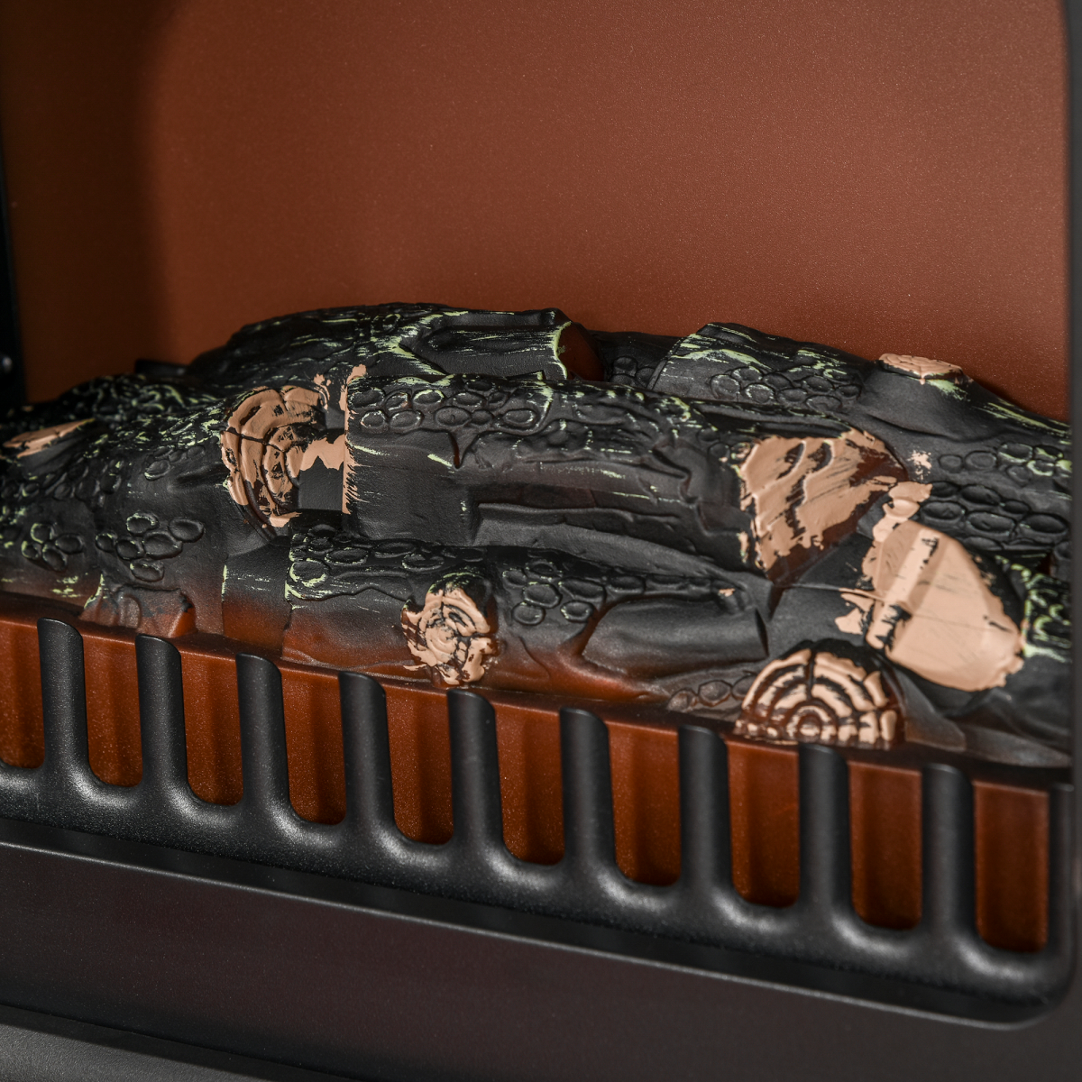 Electric Fire Place 1850W Heater Wood Burning Effect Flame Portable Black
