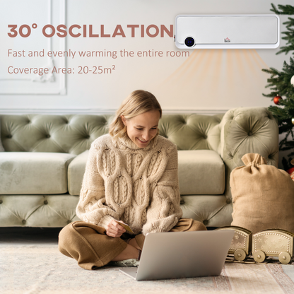 Wall Mounted Downflow Ceramic Heater with 12h  Timer, Remote