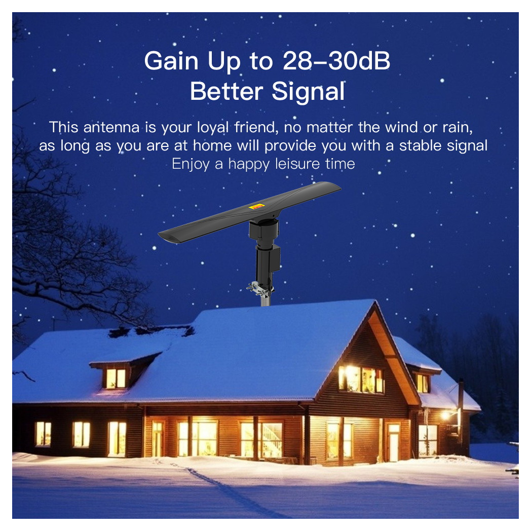 10000 110V 40-860MHz 20±3dB 350°Rotation UV Dual-band Outdoor Antenna Black
